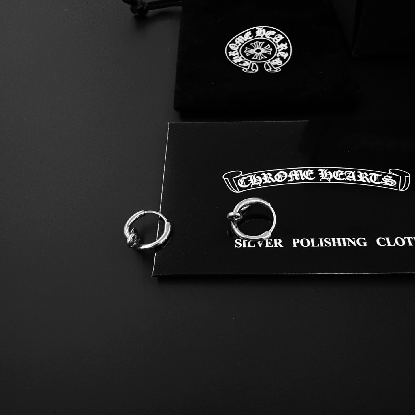 Chrome Hearts Silver Hoop Earrings